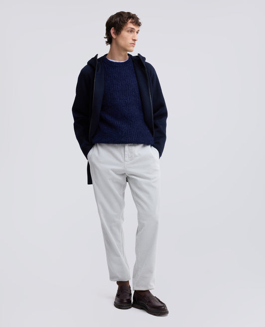 RIBBED MOHAIR AND WOOL CREW-NECK KNIT - BLU - ASPESI