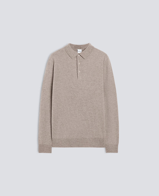 POLOSHIRT MIT LANGEN ARMELN AUS WOLLE UND KASCHMIR - BEIGE - ASPESI