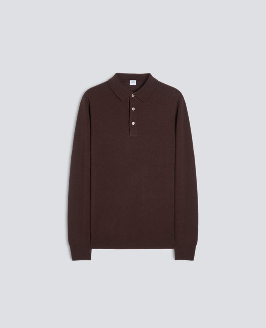 POLOSHIRT MIT LANGEN ARMELN AUS WOLLE UND KASCHMIR - MARRONE - ASPESI