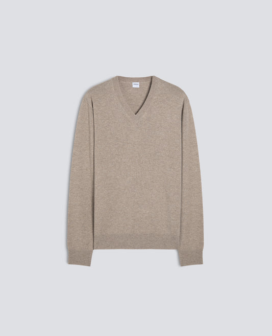 WOOL AND CASHMERE V-NECK KNIT - BEIGE - ASPESI