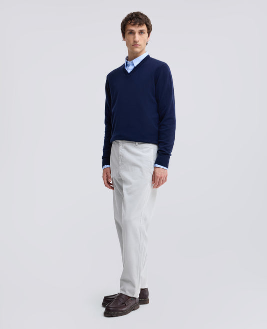 WOOL AND CASHMERE V-NECK KNIT - BLU - ASPESI