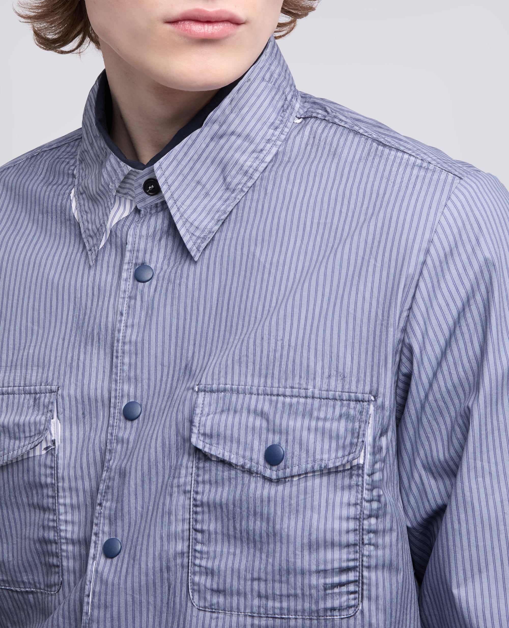 CAMICIA LIMITED EDITION NABA X ASPESI IN POPELINE DI COTONE RIGATO SPALMATO - MULTICOLOR - ASPESI