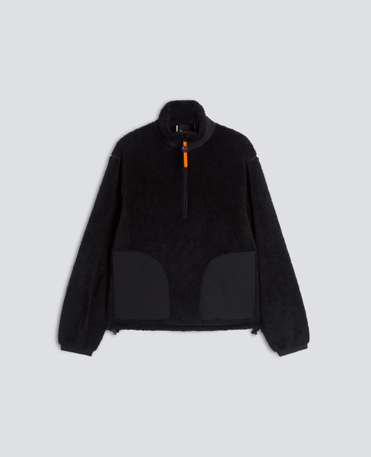 TECHNICAL FABRIC HIGH LOFT FLEECE WITH HIGH COLLAR - BLACK - ASPESI