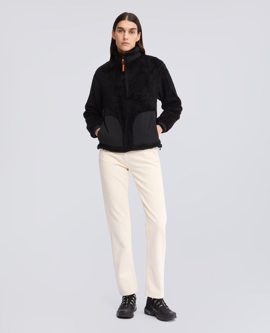 TECHNICAL FABRIC HIGH LOFT FLEECE WITH HIGH COLLAR - BLACK - ASPESI